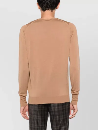 John Smedley Marcus Long Sleeves Crew Neck Pullover Clothing In Brown