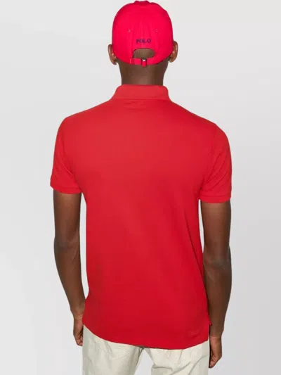 Ralph Lauren Polo Shirt With Ribbed Cuffs And Short Sleeves In Red