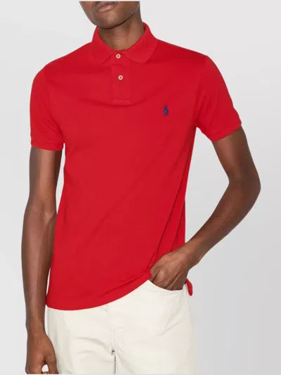 Ralph Lauren Polo Shirt With Ribbed Cuffs And Short Sleeves In Red