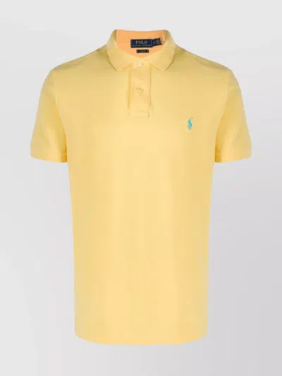 Ralph Lauren Polo Shirt With Side Slits And Short Sleeves In Yellow