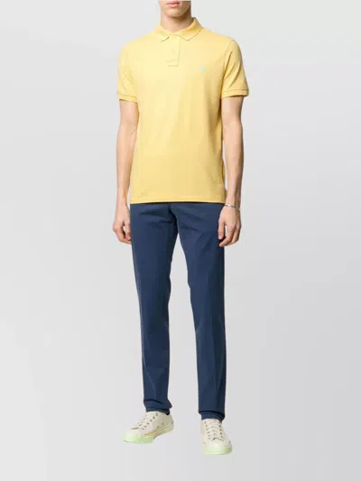 Ralph Lauren Polo Shirt With Side Slits And Short Sleeves In Yellow