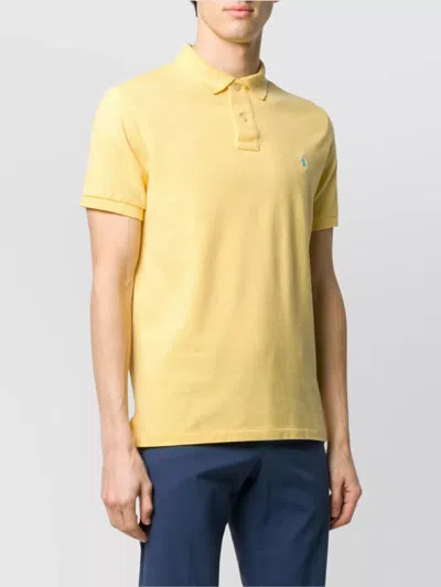 Ralph Lauren Polo Shirt With Side Slits And Short Sleeves In Yellow