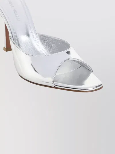 Amina Muaddi Alexa Open Toe Square Sandals In Silver
