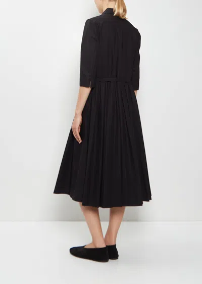 Apuntob Cotton Belted Pleated Dress In Black