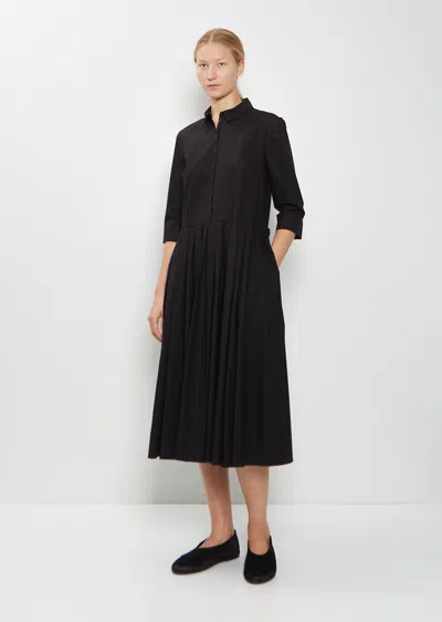 Apuntob Cotton Belted Pleated Dress In Black