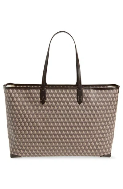 Anya Hindmarch I Am A Plastic Bag Leather-trimmed Coated-canvas Tote In Brown