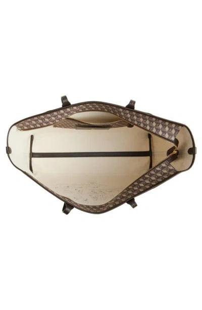 Anya Hindmarch I Am A Plastic Bag Leather-trimmed Coated-canvas Tote In Brown