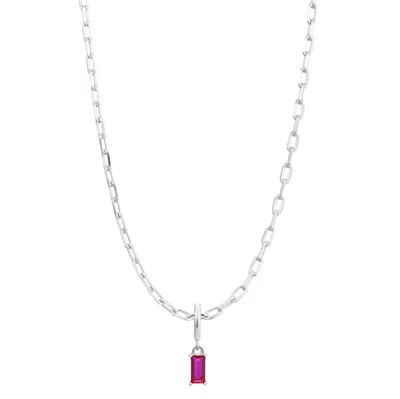 Gold Trip Women's Red / Silver July Birthstone Necklace In Silver In Metallic