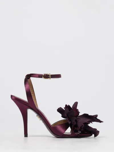 Ferragamo Flower Embellished High Heel Sandal In Burgundy