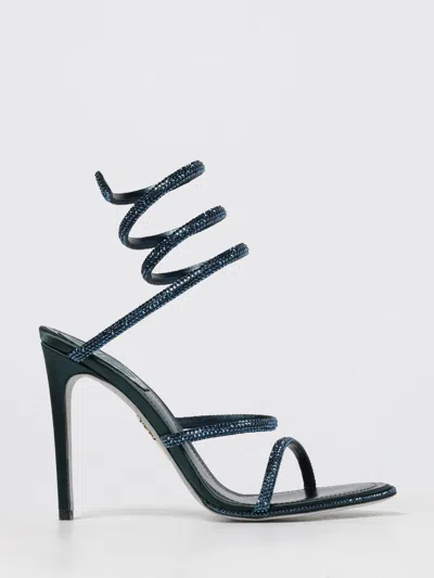 René Caovilla Snake-wrap Satin Stiletto Sandals In Gray