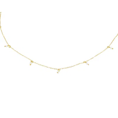 Mg Jewelry Women's Gold / White Halo Pearl Charm Chain In Multi