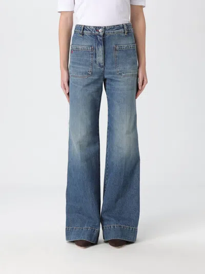 Victoria Beckham Wide Jeans In Faded Blue In Blue