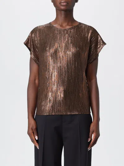 Iro Metallic-effect Pleated Top In Brown