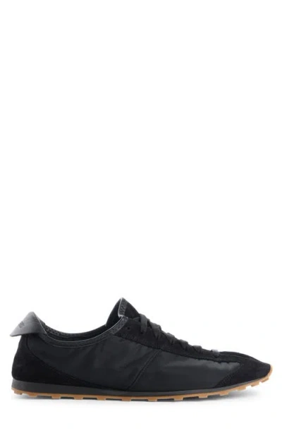 Jacquemus Smooth Suede-textured Sneakers With Contrasting Rubber Sole In Black