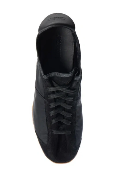 Jacquemus Smooth Suede-textured Sneakers With Contrasting Rubber Sole In Black