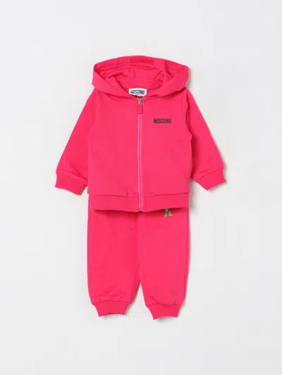 Moschino Fuchsia Suit For Baby Girl With Teddy Bear In Pink