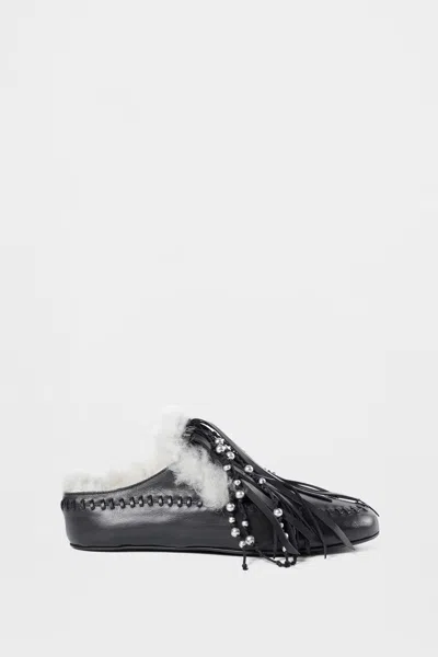 Ann Demeulemeester Olai Soft Fringe Mules In Black