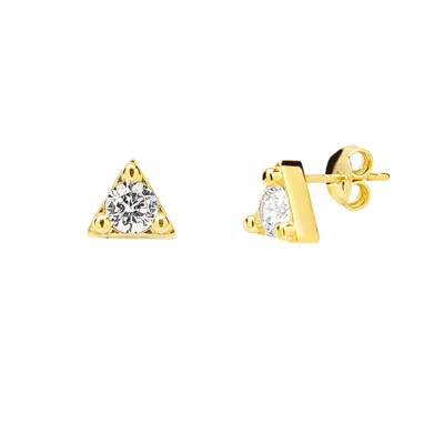 Spero London Women's Triangle Sterling Silver Stud Earring - Gold In Gold
