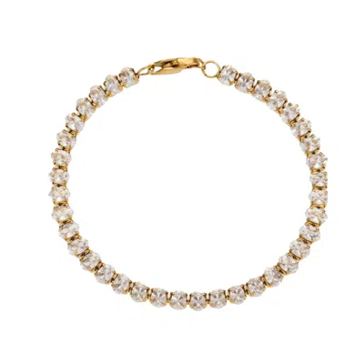 Mg Jewelry Women's Gold / White Evani Oval Tennis Waterproof Bracelet In Multi