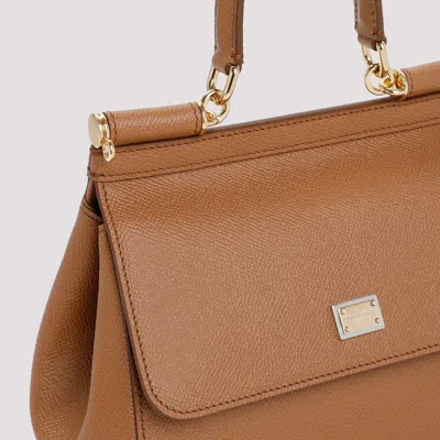 Dolce & Gabbana Women Sicily Medium Leather Handbag In Brown