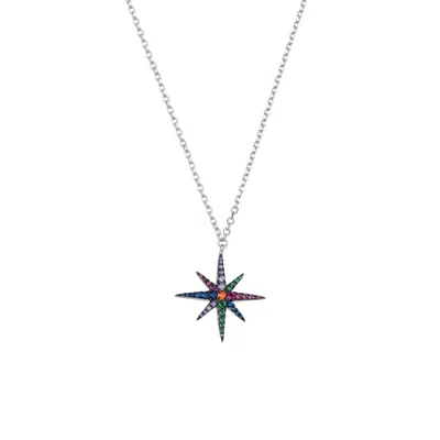 Spero London Women's Sterling Silver Rainbow Starburst Necklace In Silver