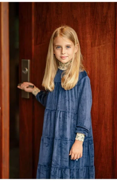 Pouf Velour Robe In Blue