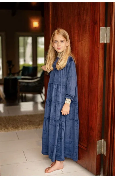 Pouf Velour Robe In Blue