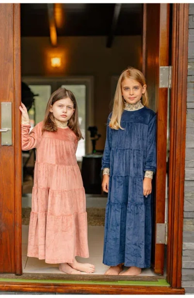 Pouf Velour Robe In Blue