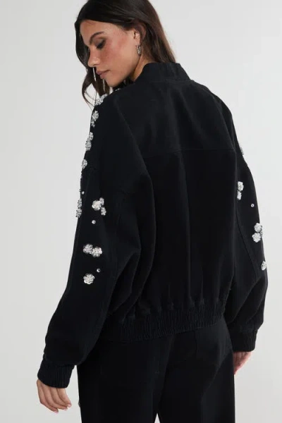 Nasty Gal Embellished Flower Applique Jacket In Black