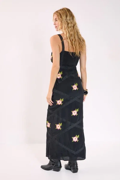 Nasty Gal Embroidered Lace Trim Cut Out Maxi Dress In Black