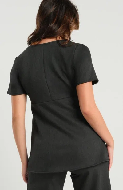 Marion Short Sleeve Empire Waist Maternity & Nursing Suit Top In Blue