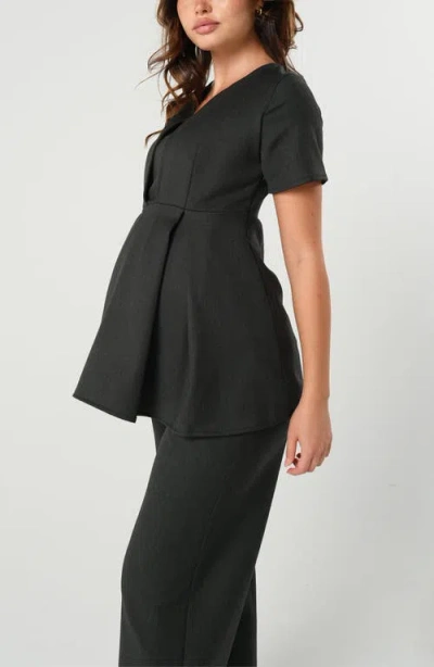 Marion Short Sleeve Empire Waist Maternity & Nursing Suit Top In Blue