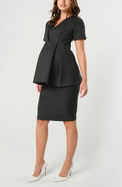 Marion Short Sleeve Empire Waist Maternity & Nursing Suit Top In Blue