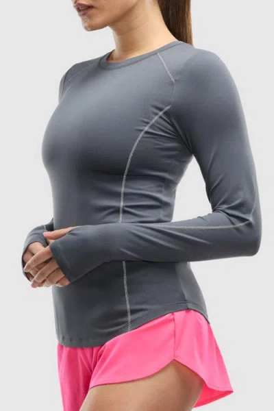Peloton Active Brushed Jersey Long Sleeve In Gray