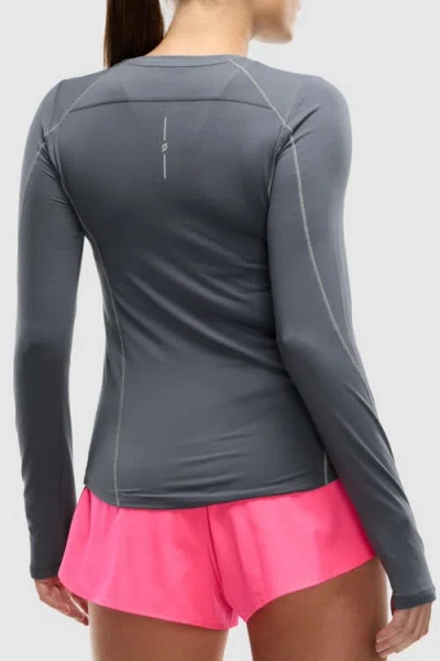 Peloton Active Brushed Jersey Long Sleeve In Gray