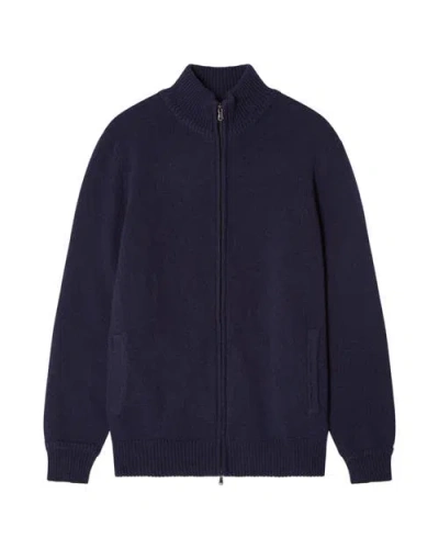 Robert Talbott Graham Cashmere Blend Full Zip Sweater In Blue
