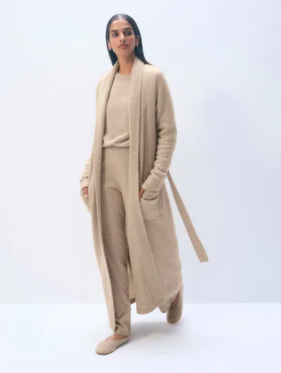 White & Warren Cashmere Robe In Taupe Heather In Brown