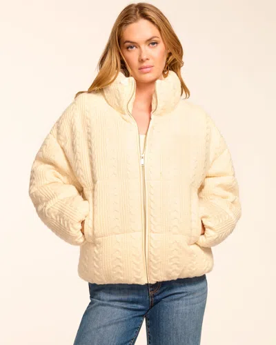 Ramy Brook Eliana Cable Knit Puffer Coat In White