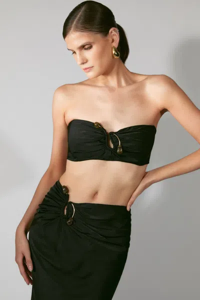 Bardot Dylan Satin Bandeau Top In Black