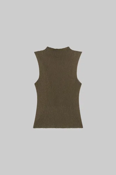 Leset Blake Rib Sleeveless Turtleneck In Gray