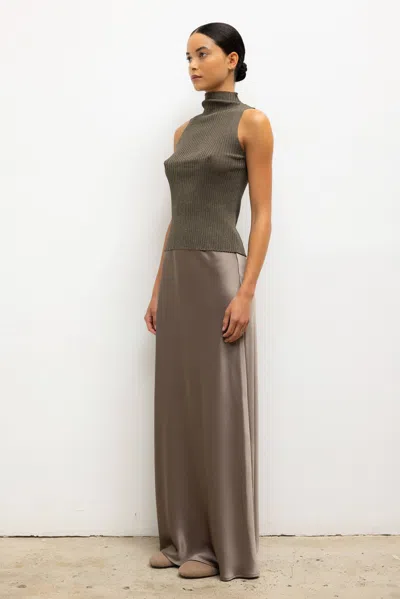 Leset Blake Rib Sleeveless Turtleneck In Gray