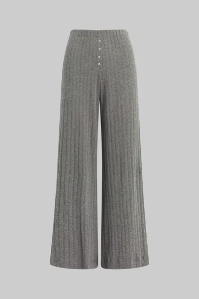 Leset Pointelle Cotton Wide-leg Pants In Gray