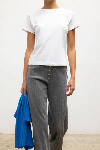 Leset Pointelle Cotton Wide-leg Pants In Gray