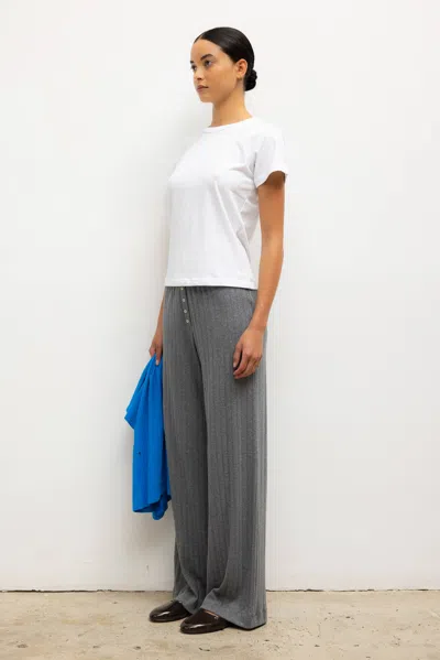Leset Pointelle Cotton Wide-leg Pants In Gray