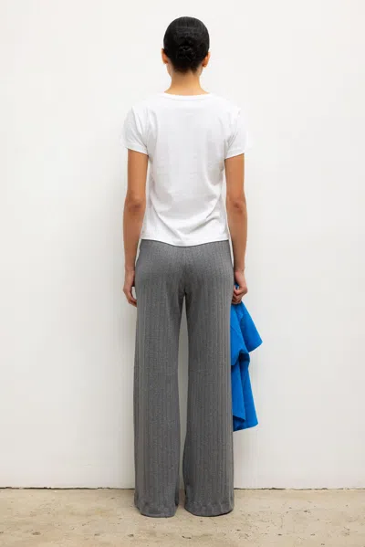 Leset Pointelle Cotton Wide-leg Pants In Gray