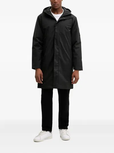 Ea7 Zip-fastening Hooded Parka Coat In Black