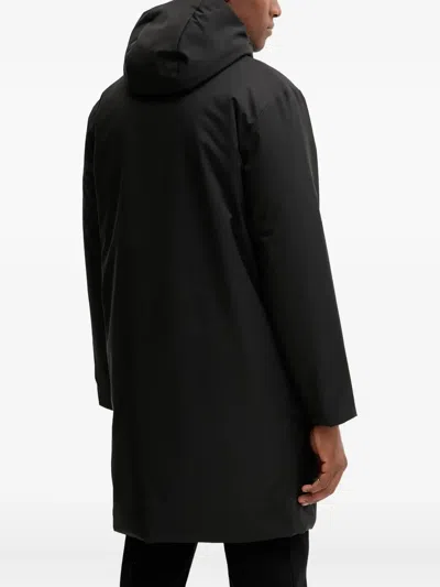 Ea7 Zip-fastening Hooded Parka Coat In Black