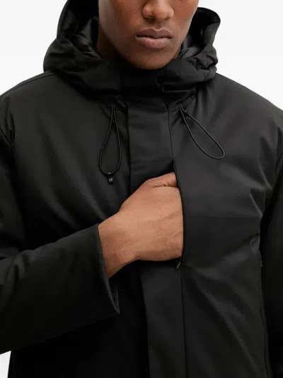 Ea7 Zip-fastening Hooded Parka Coat In Black