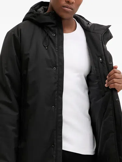 Ea7 Zip-fastening Hooded Parka Coat In Black
