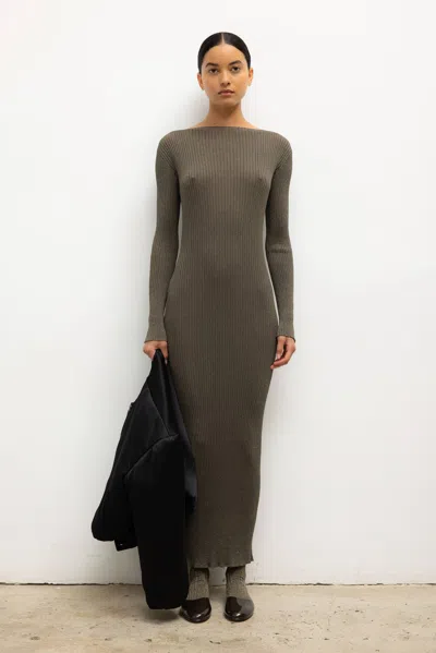 Leset Pre-order: Blake Rib Long Sleeve Maxi In Green